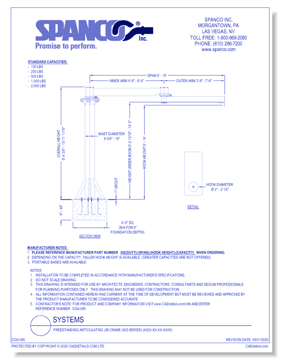 Freestanding Articulating Jib Crane (402-Series) (402-XX-XX-XXXX)