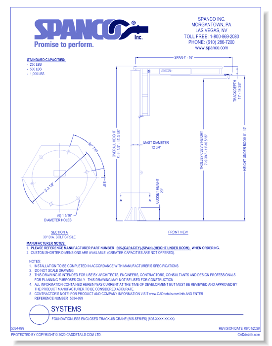 Foundationless Enclosed Track Jib Crane (605-Series) (605-XXXX-XX-XX)