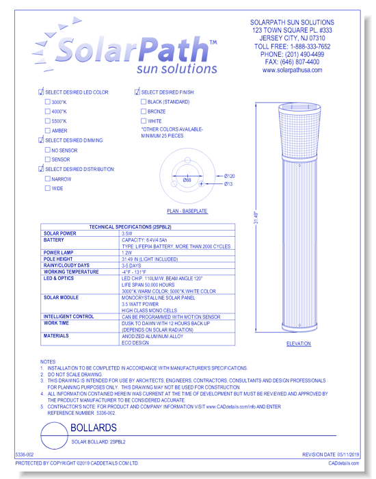 Solar Bollard: 2SPBL2