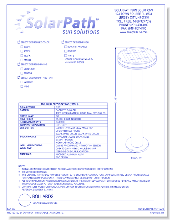 Solar Bollard: 2SPBL3