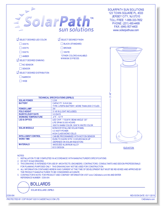 Solar Bollard: 2SPBL5