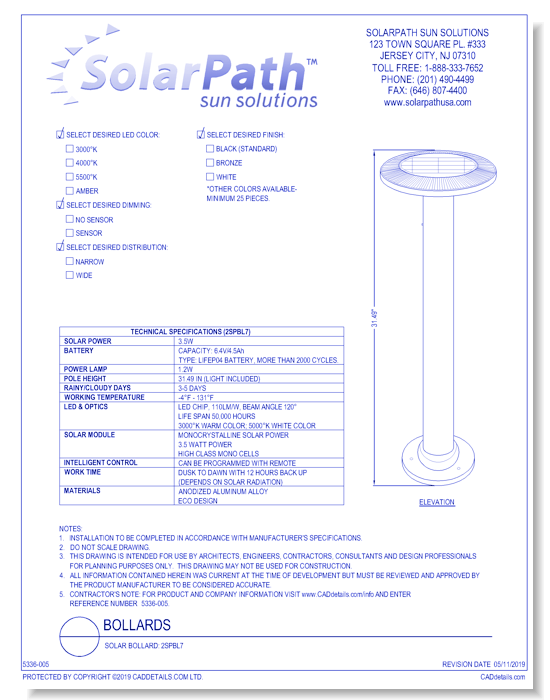 Solar Bollard: 2SPBL7