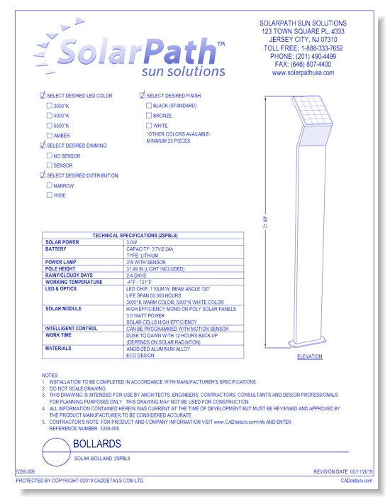 Solar Bollard: 2SPBL8