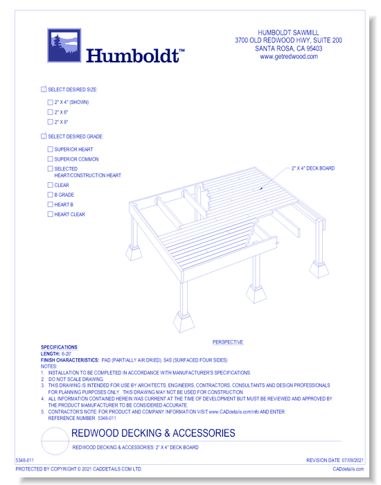 Redwood Decking & Accessories: 2” x 4” Deck Board