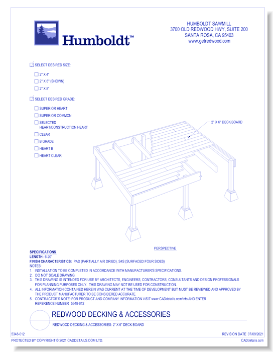 Redwood Decking & Accessories: 2” x 6” Deck Board