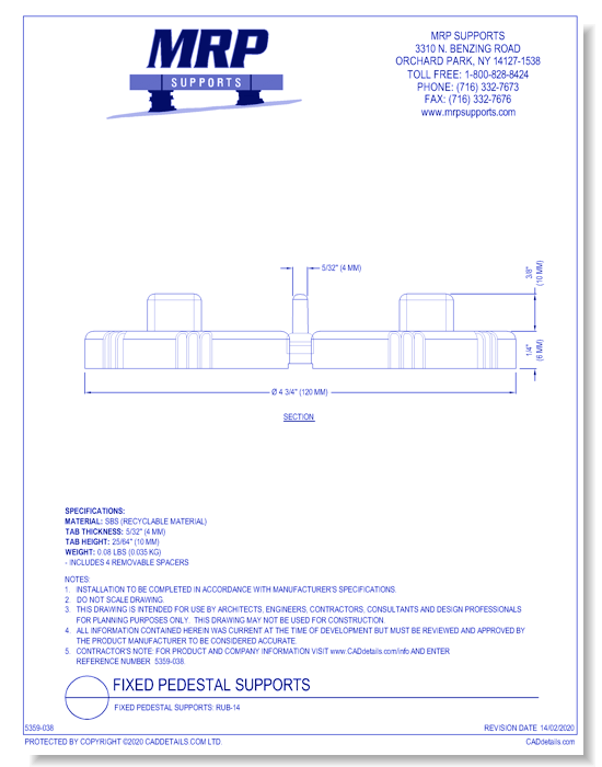 Fixed Pedestal Supports: RUB-14