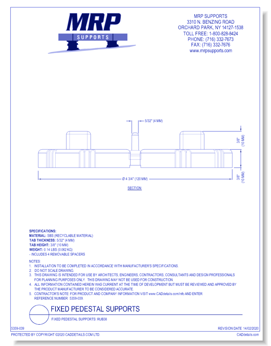 Fixed Pedestal Supports: RUB38