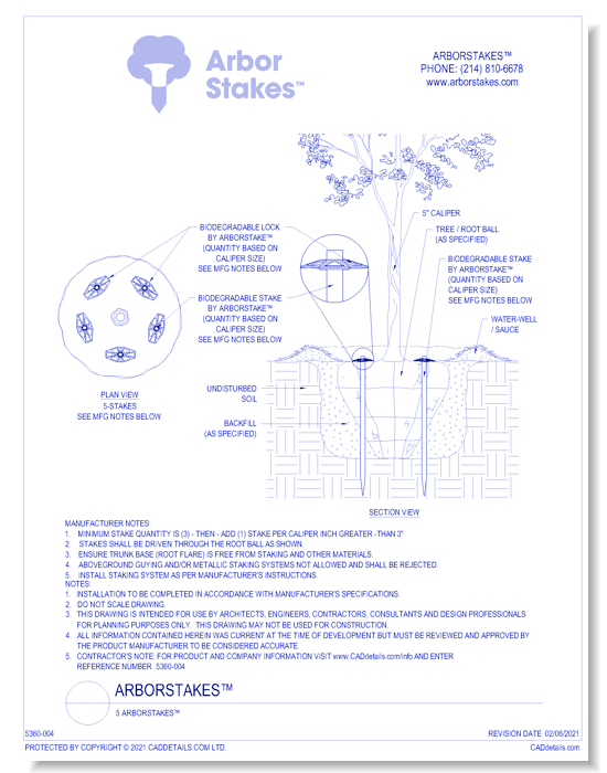 5 ArborStakes™ Tree Stake