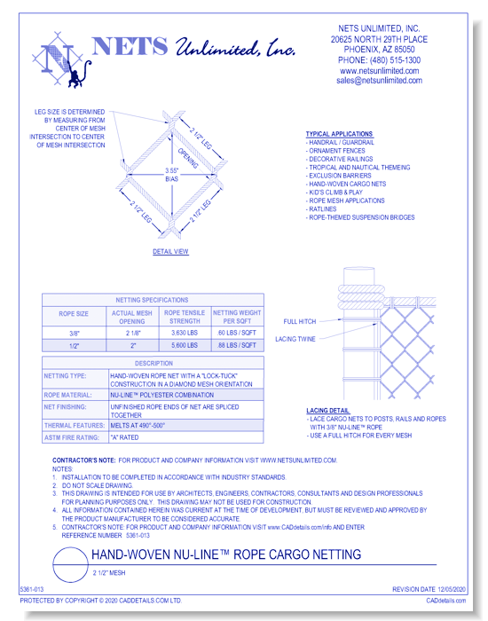 NU-Line 2.5'' Mesh Cargo Netting