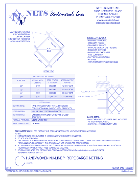 NU-Line 3'' Mesh Cargo Netting