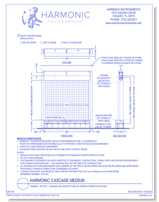 Harmonic Cascade Medium: Framed - Option 1: Finished Ceiling/Soffit Below Upper Distribution System