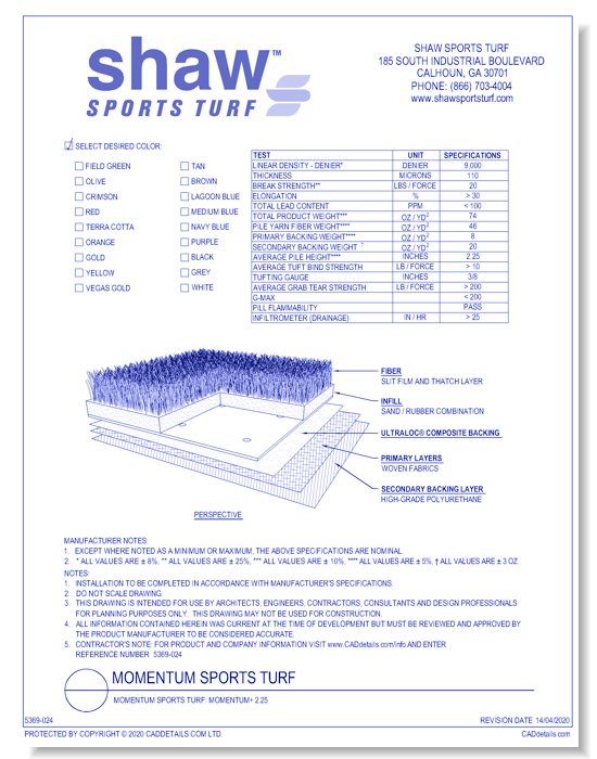 Momentum Sports Turf: Momentum+ 2.25