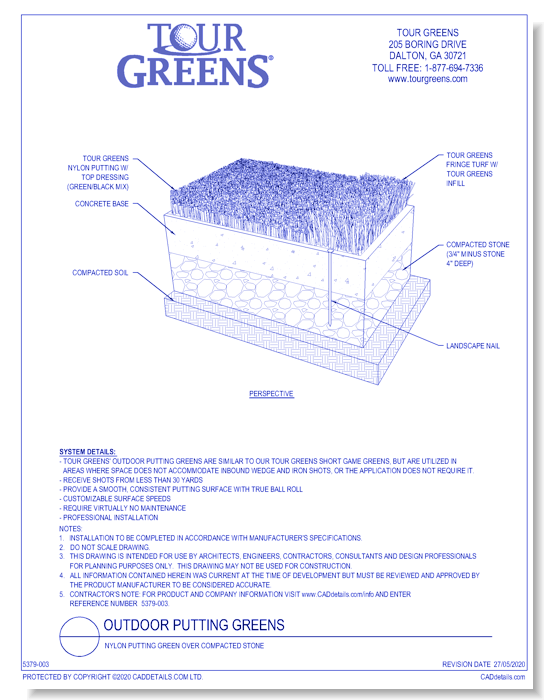 Outdoor Putting Greens - Nylon Putting Green Over Compacted Stone