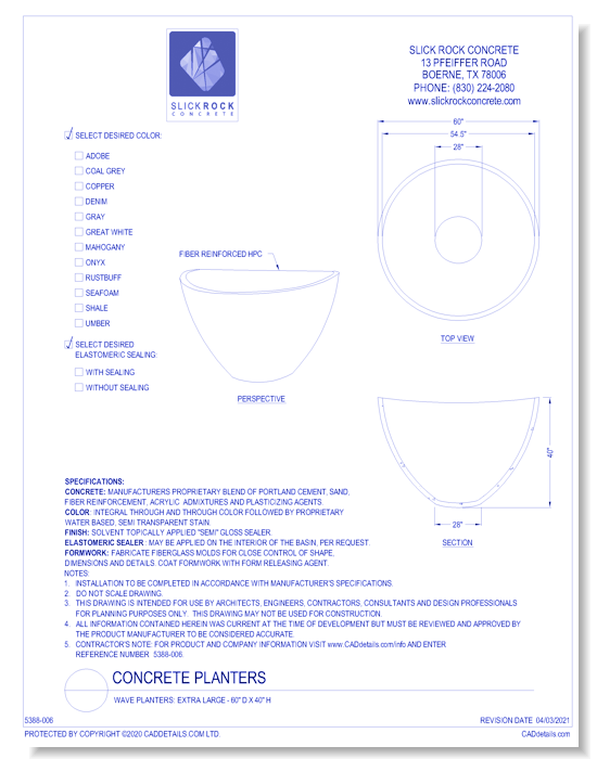 Wave Planters: Extra Large - 60" D x 40" H