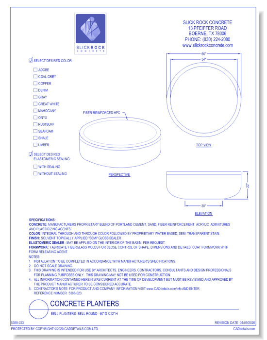 Bell Planters: Bell Round - 60" D x 22" H