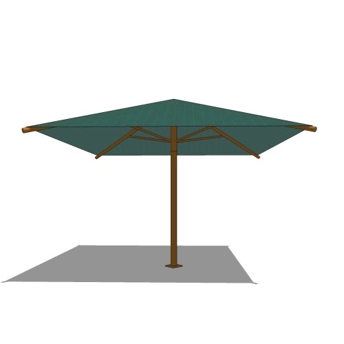 Superior Shade: 14' x 14' Square Umbrella With 8' Height, Glide Elbow™, And In-Ground Mount