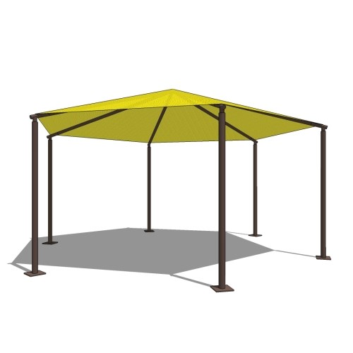 Superior Shade: 20' Hexagon Shade With 8' Height, Glide Elbow™, And In-Ground Mount