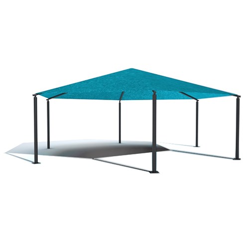 Superior Shade: 30' Hexagon Shade With 8' Height, Glide Elbow™, And In-Ground Mount