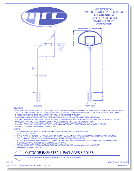 Bison: Tough-Duty Aluminum Fan Gooseneck Playground System (PR30)