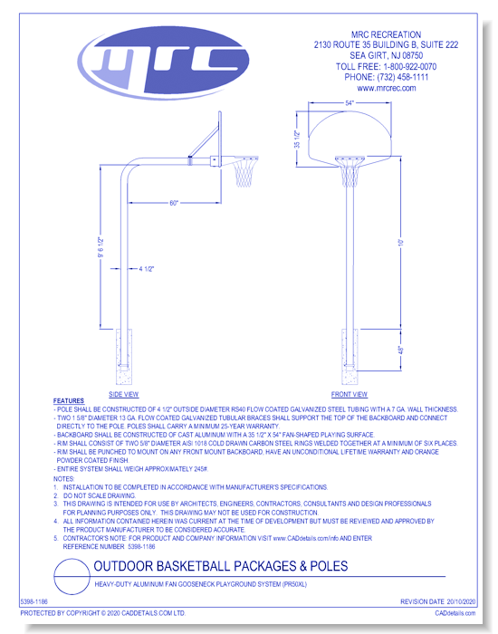 Bison: Heavy-Duty Aluminum Fan Gooseneck Playground System (PR50XL)