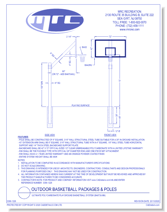 Bison: Ultimate Polycarbonate Playground Basketball System (BA873U-BK)