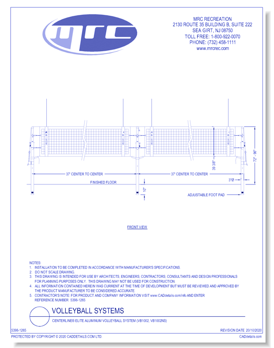 Bison: Centerline® Elite Aluminum Volleyball System (VB1002, VB1002NS)