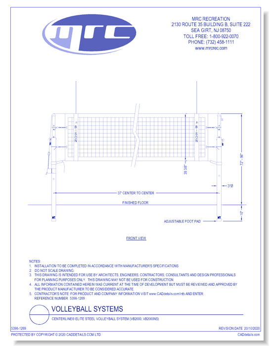 Bison: Centerline® Elite Steel Volleyball System (VB2000, VB2000NS)