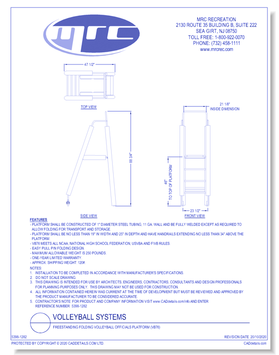 Bison: Freestanding Folding Volleyball Officials Platform (VB76)