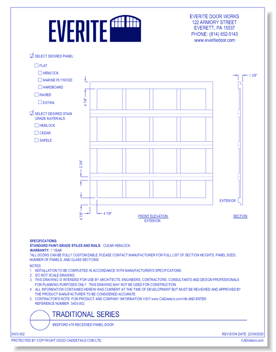 Bedford 478 Recessed Panel Door
