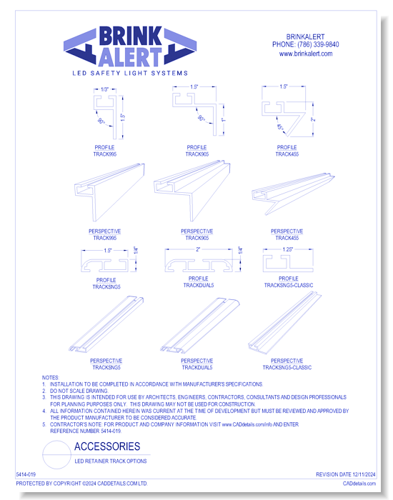 Accessories: Led Retainer Track Options