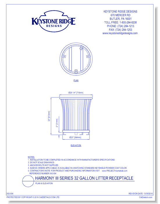 Harmony Series Litter Receptacle
