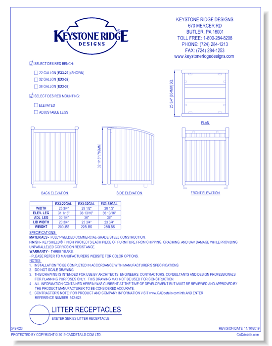 Exeter Series Litter Receptacle