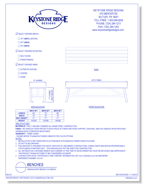 Breakwater Series Flat Bench