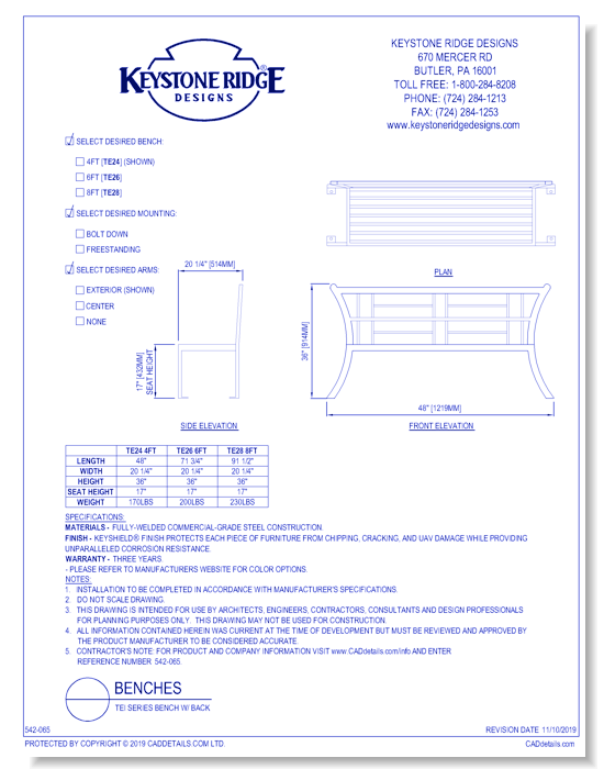 Tei Series Bench w/ Back