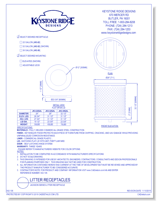 Jackson Series Litter Receptacle