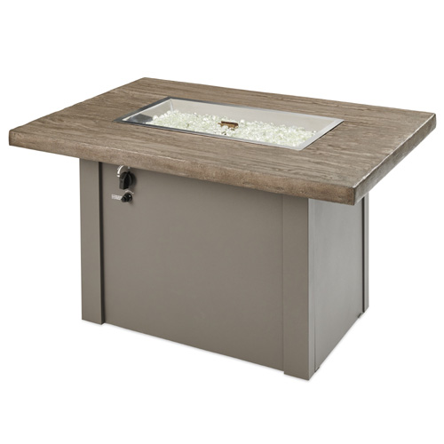 CAD Drawings The Outdoor GreatRoom Company Driftwood Havenwood Rectangular Gas Fire Pit Table with Grey Base
