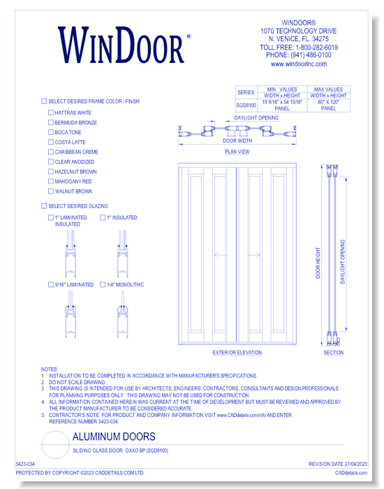Sliding Glass Door: OXXO BP (SGD8100)