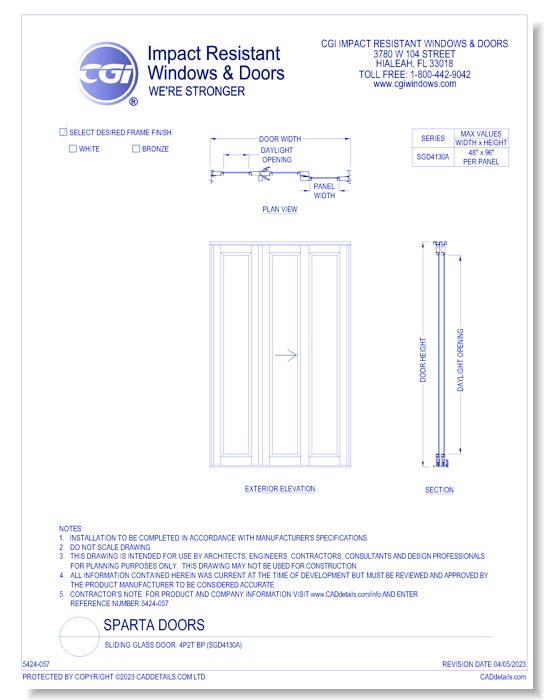 Sliding Glass Door: 4P2T BP (SGD4130A)