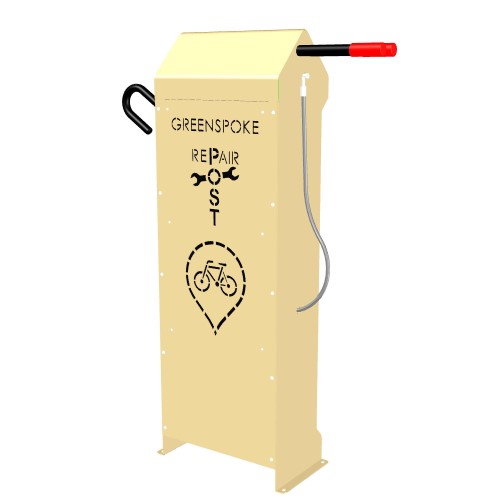 CAD Drawings Greenspoke (RP-V5) Repair Post with Integral Tire Pump, Bike Repair Station, Surface Mount 