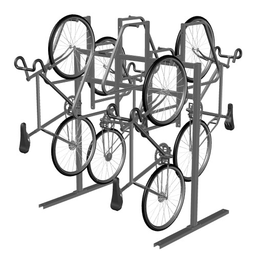 CAD Drawings Greenspoke (CVR-D) Compact Vertical Rack (Bike Hanger), Double Sided, 8-Bike, Floor Mount 