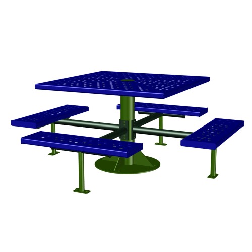 CAD Drawings Knill Site Furnishings (PT-4S-PC-SM) Pedestal Table, 4-Seats, Perforated Steel, Surface Mount 