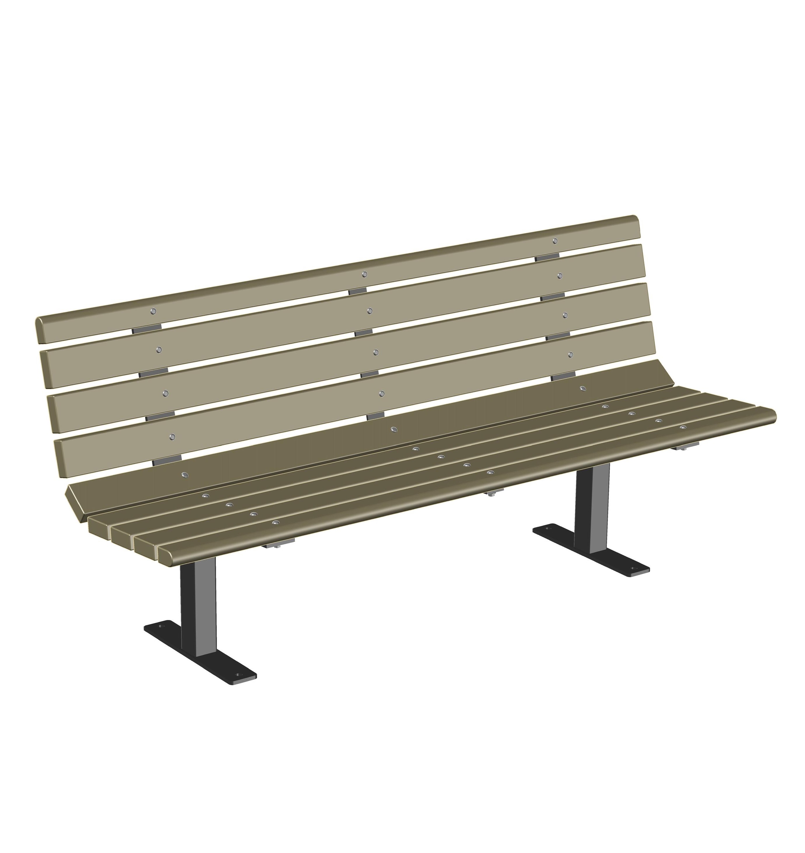 CAD Drawings Knill Site Furnishings (552-6-SSA) Wood Bench, 6', with Arms, 2x4 Wood Planks, Surface Mount 