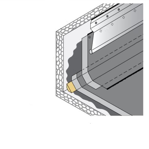 CAD Drawings BIM Models CertainTeed Commercial Roofing CT-07 Base Flashing on Concrete/Masonry Wall with Metal Counterflashing 
