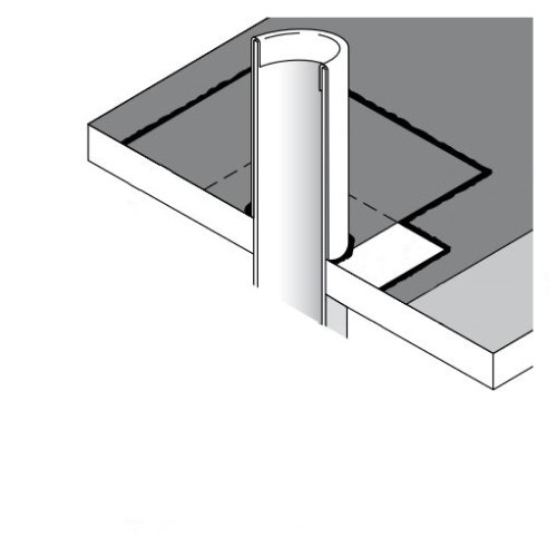 CAD Drawings BIM Models CertainTeed Commercial Roofing CT-13A Pipe Flashing - Lead or Sheet Metal - Surface Mounted (Retrofit)