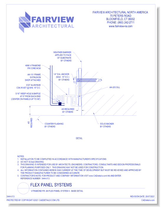  Vitrabond FR (MCM / Aluminum Cladding Material): AH Flex Panel System 4 - Base Detail