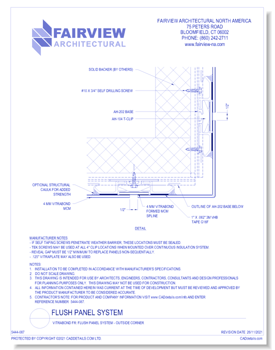  Vitrabond FR (MCM / Aluminum Cladding Material): Flush Panel System - Outside Corner