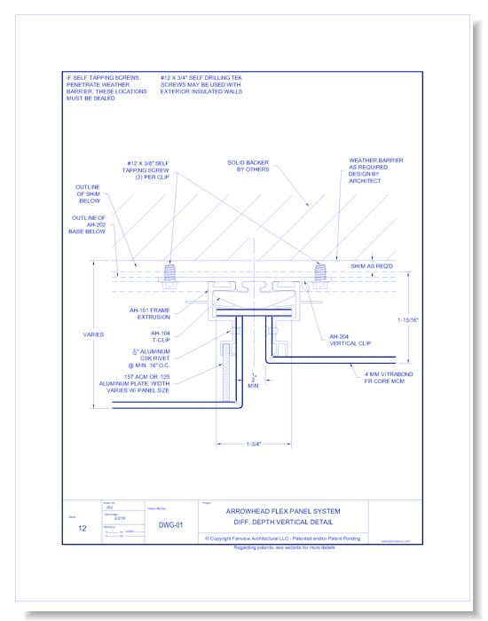  Vitrabond FR (MCM / Aluminum Cladding Material): AH Flex Panel System 12 - Different Depth Vertical Detail