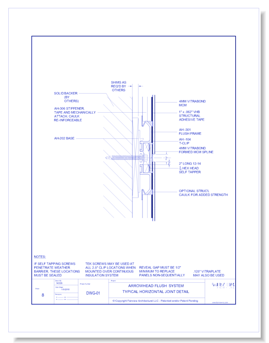  Vitrabond FR (MCM / Aluminum Cladding Material): Flush Panel System - Typical Horizontal Detail