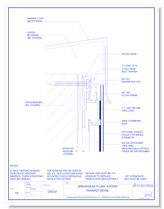 Vitraplate Solid Aluminum Panel: Flush Panel System - Parapet Detail