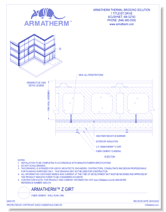 Armatherm™ Z Girt: Fiber Cement - Wall Plan- CMU